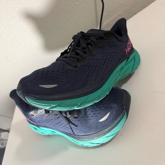 Hoka Dark Blue and Aqua Running Shoes - Picture 2 of 7